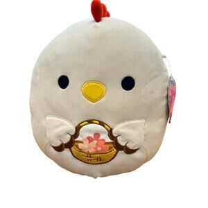 Spring Squishmallows 11" Todd Rooster Chicken Plush Holding A basket Of 
Flowers